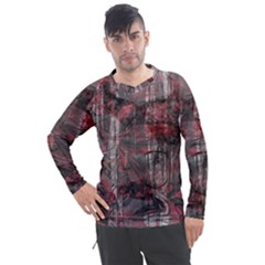 Red Black Abstract Texture Men s Pique Long Sleeve Tee