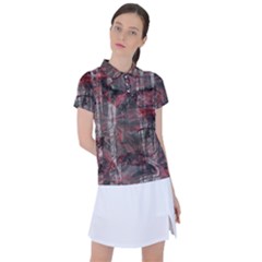 Red Black Abstract Texture Women s Polo Tee