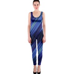 Indigo And Black Stripes One Piece Catsuit by SpinnyChairDesigns