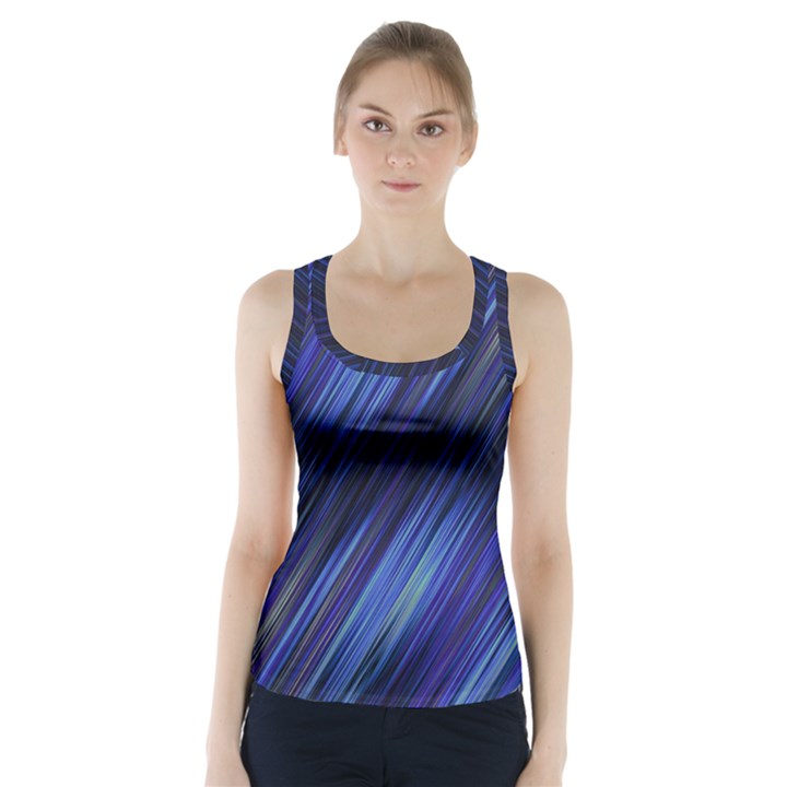 Indigo and Black Stripes Racer Back Sports Top