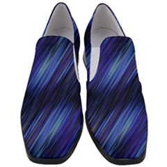 Indigo and Black Stripes Women Slip On Heel Loafers