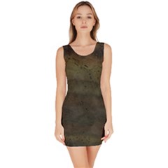 Army Green Grunge Texture Bodycon Dress by SpinnyChairDesigns