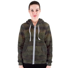 Army Green Grunge Texture Women s Zipper Hoodie by SpinnyChairDesigns