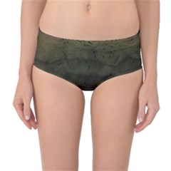 Army Green Grunge Texture Mid-waist Bikini Bottoms by SpinnyChairDesigns