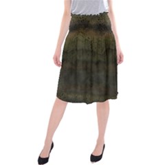 Army Green Grunge Texture Midi Beach Skirt by SpinnyChairDesigns