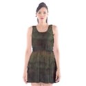 Army Green Grunge Texture Scoop Neck Skater Dress View1