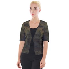 Army Green Grunge Texture Cropped Button Cardigan by SpinnyChairDesigns