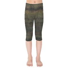 Army Green Grunge Texture Kids  Capri Leggings  by SpinnyChairDesigns