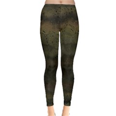 Army Green Grunge Texture Inside Out Leggings by SpinnyChairDesigns