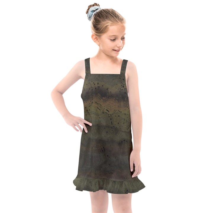 Army Green Grunge Texture Kids  Overall Dress