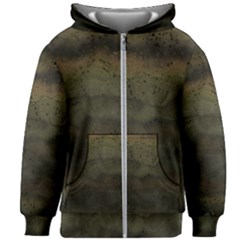 Army Green Grunge Texture Kids  Zipper Hoodie Without Drawstring by SpinnyChairDesigns