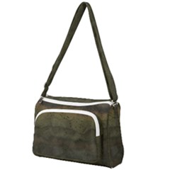 Army Green Grunge Texture Front Pocket Crossbody Bag by SpinnyChairDesigns