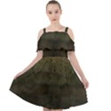 Army Green Grunge Texture Cut Out Shoulders Chiffon Dress View1