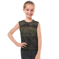 Army Green Grunge Texture Kids  Mesh Tank Top by SpinnyChairDesigns