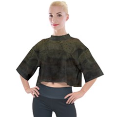 Army Green Grunge Texture Mock Neck Tee