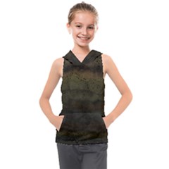 Army Green Grunge Texture Kids  Sleeveless Hoodie