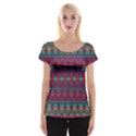 Boho Red Teal Pattern Cap Sleeve Top View1