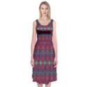 Boho Red Teal Pattern Midi Sleeveless Dress View1