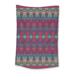 Boho Red Teal Pattern Small Tapestry by SpinnyChairDesigns