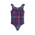 Boho Red Teal Pattern Kids  Frill Swimsuit View1