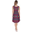 Boho Red Teal Pattern Knee Length Skater Dress With Pockets View4