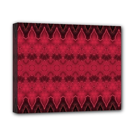 Boho Red Black Pattern Canvas 10  X 8  (stretched) by SpinnyChairDesigns