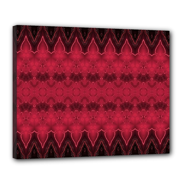 Boho Red Black Pattern Canvas 20  x 16  (Stretched)