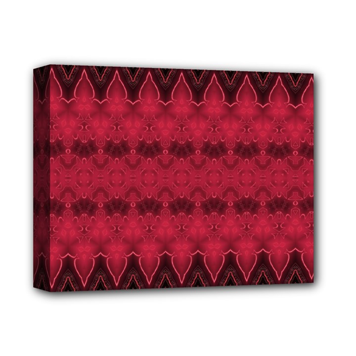 Boho Red Black Pattern Deluxe Canvas 14  x 11  (Stretched)