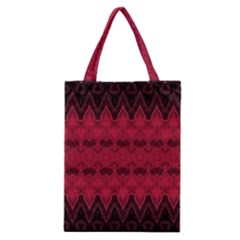 Boho Red Black Pattern Classic Tote Bag by SpinnyChairDesigns