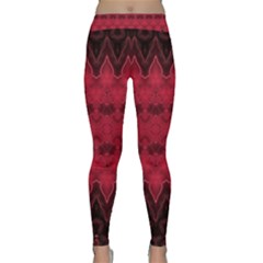 Boho Red Black Pattern Classic Yoga Leggings by SpinnyChairDesigns