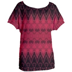 Boho Red Black Pattern Women s Oversized Tee by SpinnyChairDesigns