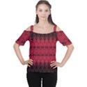 Boho Red Black Pattern Cutout Shoulder Tee View1