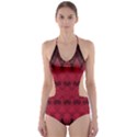 Boho Red Black Pattern Cut-Out One Piece Swimsuit View1