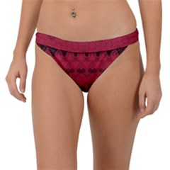 Boho Red Black Pattern Band Bikini Bottom by SpinnyChairDesigns