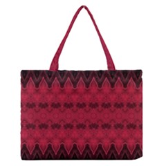 Boho Red Black Pattern Zipper Medium Tote Bag by SpinnyChairDesigns