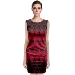 Boho Red Black Pattern Sleeveless Velvet Midi Dress by SpinnyChairDesigns