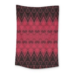 Boho Red Black Pattern Small Tapestry by SpinnyChairDesigns