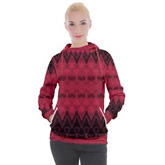 Boho Red Black Pattern Women s Hooded Pullover by SpinnyChairDesigns