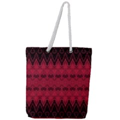 Boho Red Black Pattern Full Print Rope Handle Tote (large) by SpinnyChairDesigns