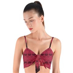 Boho Red Black Pattern Woven Tie Front Bralet by SpinnyChairDesigns