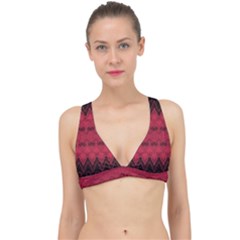 Boho Red Black Pattern Classic Banded Bikini Top by SpinnyChairDesigns