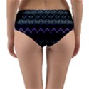 Boho Navy Teal Violet Stripes Reversible Mid-Waist Bikini Bottoms View4