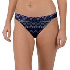 Boho Navy Teal Violet Stripes Band Bikini Bottom by SpinnyChairDesigns