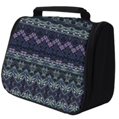 Boho Navy Teal Violet Stripes Full Print Travel Pouch (big) by SpinnyChairDesigns