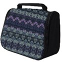 Boho Navy Teal Violet Stripes Full Print Travel Pouch (Big) View1