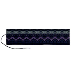 Boho Navy Teal Violet Stripes Roll Up Canvas Pencil Holder (l) by SpinnyChairDesigns