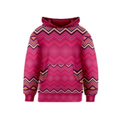 Boho Aztec Stripes Rose Pink Kids  Pullover Hoodie by SpinnyChairDesigns