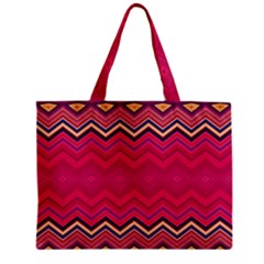 Boho Aztec Stripes Rose Pink Zipper Mini Tote Bag by SpinnyChairDesigns