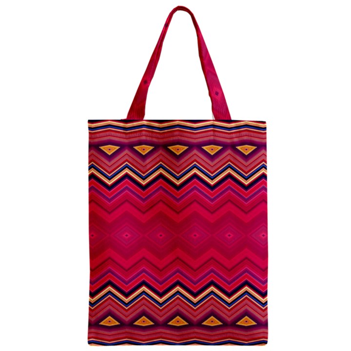 Boho Aztec Stripes Rose Pink Zipper Classic Tote Bag