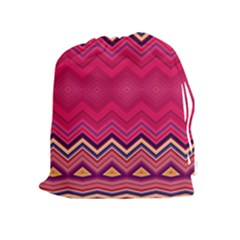 Boho Aztec Stripes Rose Pink Drawstring Pouch (xl) by SpinnyChairDesigns